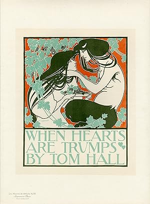 "WHEN HEARTS ARE TRUMPS BY TOM HALL" Litho originale entoiléede William H. BRADLEY de 1894 / Imp....
