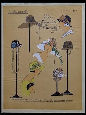 MODE ART DECO, CHAPEAUX, TREMBLOY - 1924 - POCHOIR, IDEES NOUVELLES DE LA MODE, FRENCH ART DECO F...