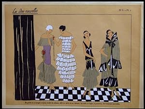 MODE ART DECO, ROBE, MANTEAU - 1924 - POCHOIR SUR CALQUE, IDEES NOUVELLES DE LA MODE, FRENCH ART ...