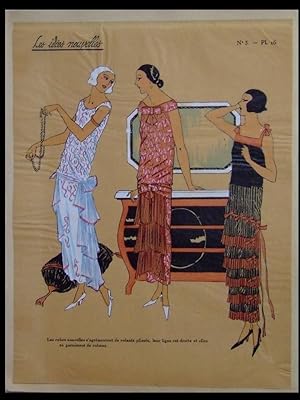 MODE ART DECO, ROBES - 1924 - POCHOIR, IDEES NOUVELLES DE LA MODE
