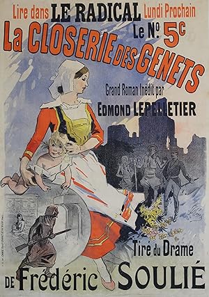 "LA CLOSERIE DES GENETS d'Edmond LEPELLETIER" Affiche originale entoilée Litho CHERET 1890