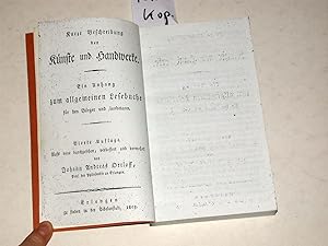 Bild des Verkufers fr Kurze Beschreibung der Knste und Handwerke. Ein Anhang zum allgemeinen Lesebuch fr den Brger und Landmann. Vierte Auflage. Aufs neue durchgesehen, verbessert und vermehrt von Johann Andreas Ortloff. zum Verkauf von Versandantiquariat Kerstin Daras