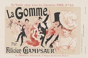 "LA GOMME par Félicien CHAMPSAUR" Affichette originale entoilée CHERET 1889