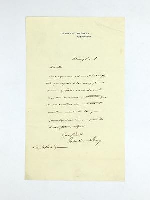 HOLOGRAPHIC LETTER BY THE SEVENTH LIBRARIAN OF CONGRESS