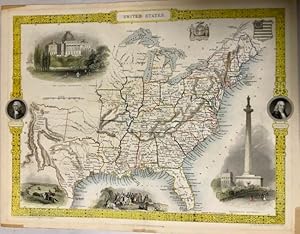 United States 1851 Hand Colored Map