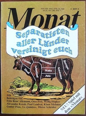 Image du vendeur pour Monat Heft 258. : Mrz 1970, 22. Jahrgang. Begrndet von Melvin J. Lasky. Redaktion: Klaus Harpprecht, Hellmut Jaesrich. mis en vente par Antiquariat Blschke