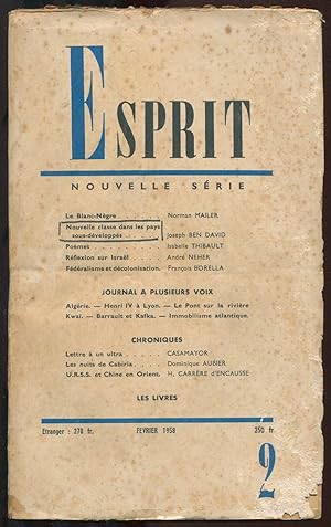 Immagine del venditore per Esprit nouvelle srie, fvrier 1958 venduto da LibrairieLaLettre2