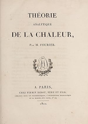 Bild des Verkufers fr Theorie analytique de la chaleur. zum Verkauf von Milestones of Science Books