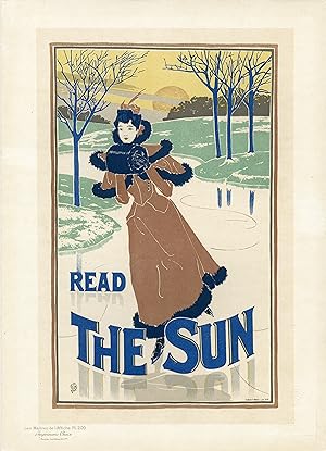 "READ THE SUN" Litho Maîtres de l'Affiche entoilée Planche n° 200 Louis J. RHEAD 1895