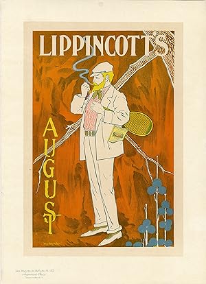 "LIPPINCOTT'S AUGUST" Litho Maîtres de l'Affiche entoilée Planche n°132 W. CARQUEVILLE 1895