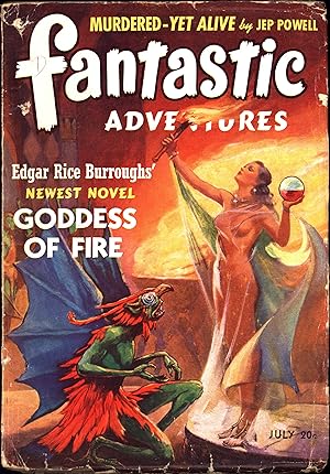 Bild des Verkufers fr Fantastic Adventures July 1941 (PULP MAGAZINE INCLUDES) Edgar Rice Burroughs' Newest Novel 'Goddess of Fire' zum Verkauf von Cat's Curiosities