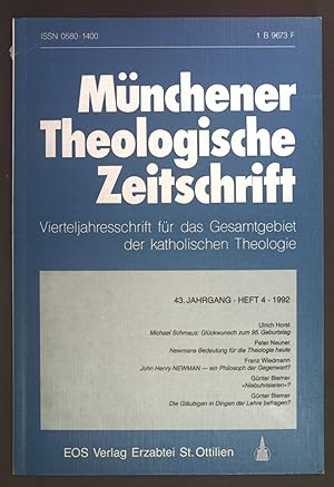 Seller image for Newmans Bedeutung fr die Theologie heute. - in: Mnchener Theologische Zeitschrift 43. Jhg. Heft 4 1992. for sale by books4less (Versandantiquariat Petra Gros GmbH & Co. KG)
