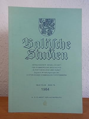 Bild des Verkufers fr Baltische Studien. Neue Folge, Band 70, 1984 (= Band 116 der Gesamtreihe) zum Verkauf von Antiquariat Weber