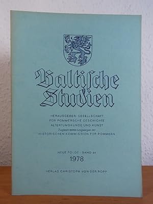 Bild des Verkufers fr Baltische Studien. Neue Folge, Band 64, 1978 (= Band 110 der Gesamtreihe) zum Verkauf von Antiquariat Weber