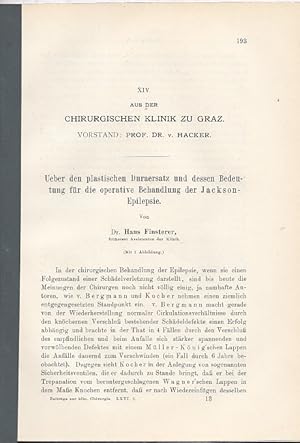 Imagen del vendedor de Ueber den plastischen Duraersatz und dessen Bedeutung fr die operative Behandlung der Jackson-Epilepsie. IN: Beitrge zur klinischen Chirurgie, S. 193-206, 1 Abbildung, 1910. a la venta por Antiquariat Michael Eschmann