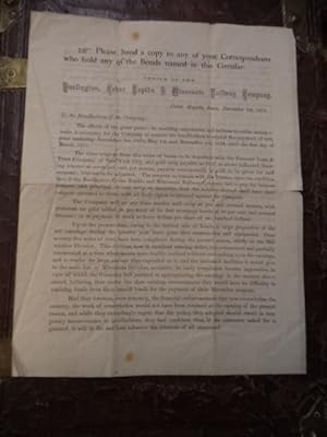 [Long Depression] Bondholders' notice for the Burlington, Cedar Rapids & Minnesota Railroad Company"