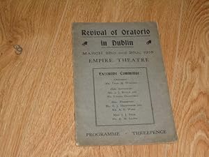 Imagen del vendedor de Programme: Revival of Oratorio in Dublin March 25th and 26th, 1918 a la venta por Dublin Bookbrowsers