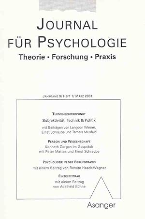 Seller image for Subjektivitt, Technik + Politik. Heft 1 / 2001. Journal fr Psychologie . Jahrgang 9. for sale by Fundus-Online GbR Borkert Schwarz Zerfa