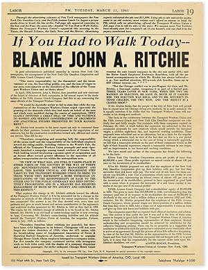Strike Broadside: If You Had to Walk Today - Blame John A. Ritchie