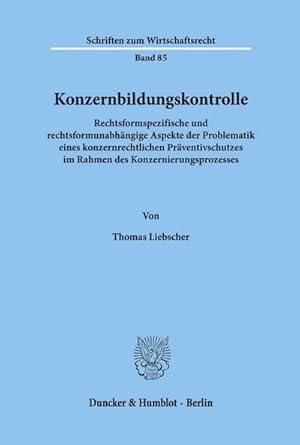 Bild des Verkufers fr Konzernbildungskontrolle. zum Verkauf von BuchWeltWeit Ludwig Meier e.K.