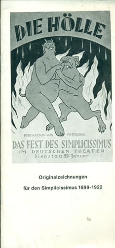 Bild des Verkufers fr Originalzeichnungen fr den Simplicissimus 1899 - 1922. Stdtebund-Ausstellungen des Kunstvereins fr die Rheinlande un dWestfalen mit Untersttzung des Kultusministeriums Nordrhein-Westfalen. zum Verkauf von Online-Buchversand  Die Eule