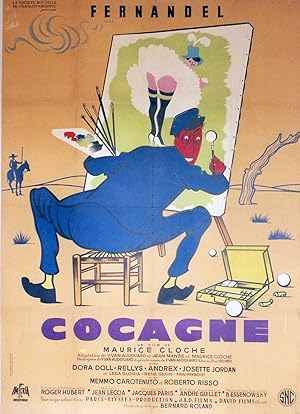 "COCAGNE" Affiche originale entoilée / Réalisé par Maurice CLOCHE avec FERNANDEL / Litho Jan MARA...