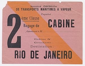 Kabinenkarte Gepäckkarte 2. Klasse Rio de Janeiro Bagage transports maritimes