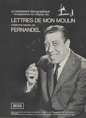 "FERNANDEL / LETTRES DE MON MOULIN d'Alphonse DAUDET " Annonce originale entoilée 1968