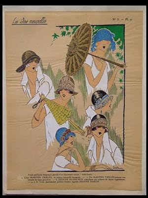 MODE ART DECO, CHAPEAUX, YERLES, BLANCHOT - 1924 - POCHOIR, IDEES NOUVELLES DE LA MODE, FRENCH AR...