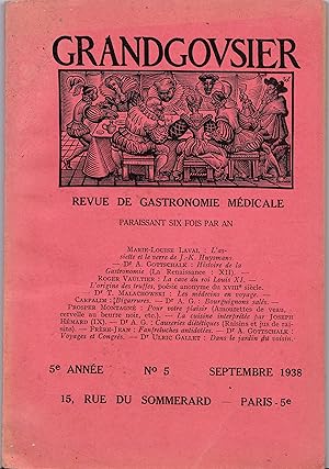 Grandgousier. Revue de gastronomie médicale. N°5 Septembre 1938