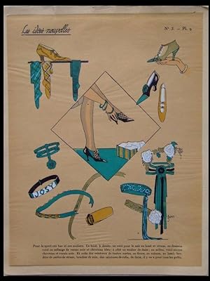 MODE ART DECO, CHAUSSURES, ACCESSOIRES - 1924 - POCHOIR, IDEES NOUVELLES DE LA MODE, FRENCH ART D...