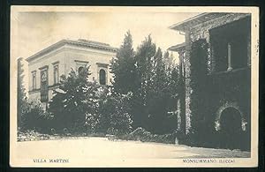 Cartolina illustrata in b/n con Villa Martini, Monsummano,(Lucca); spedita allo scrittore Orazio ...