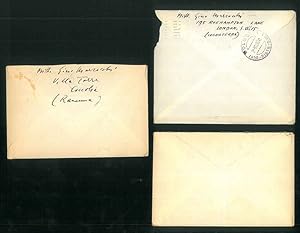3 lettere con busta, inviate ad Amelia Cevolani dall'Italia e dall'Inghilterra