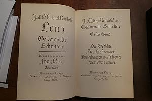 Bild des Verkufers fr Gesammelte Schriften. Herausgegeben von Franz Blei. 5 Bnde. Mnchen. Georg Mller. 1909-1913. 8 (22:14 cm). VIII, 546, 482, 475, 403, 411 Seiten, mit mehreren Tafeln und einem Faksimile. Schwarze Original-Halblederbnde mit goldgeprgtem Rckentitel, Rotschnitt, Deckel mit Buntpapier bezogen. - Die Einbnde in recht gutem Zustand, kleine Bestoungen und Bereibungen an Ecken und Kanten und an einzelnen Kapitalen. zum Verkauf von Antiquariat Dieter Zipprich