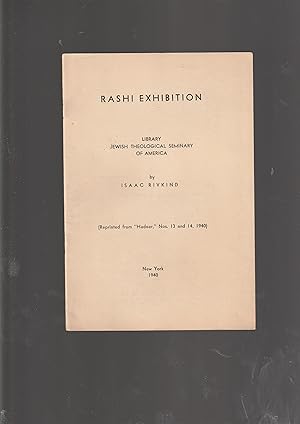 Seller image for Ta'arukhat Rashi besifriyat beyt-midrash lerabanim be-amerika/ Rashi exhibition : Library Jewish Theological Seminary of America for sale by Meir Turner