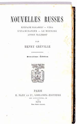 Nouvelles russes : Stéphane Makarief, Véra, L'examinateur, Le meunier, Anton Malissof.