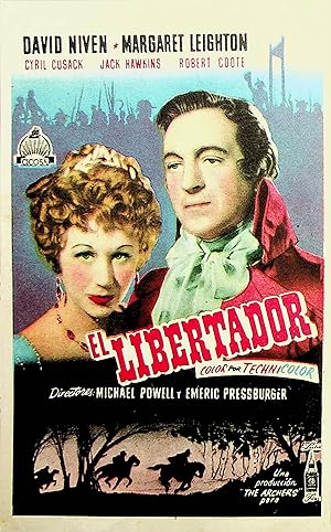 Seller image for PROGRAMA DE MANO. EL LIBERTADOR. David Niven. CP (Michael Powell Y Emeric Pressburger) London Films for sale by Libros Fugitivos