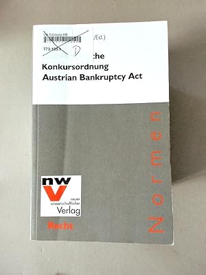 Immagine del venditore per �sterreichische Konkursordnung Austrian Bankruptcy Act venduto da avelibro OHG