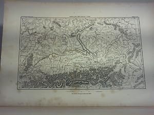 Karte von dem Donau-Thal. zweifarbiger Donauverlauf von Donaueschingen bis Presburg. Lithographie...