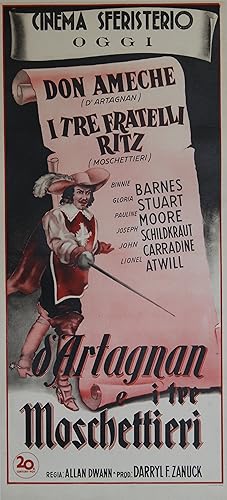 "LES TROIS LOUF'QUETAIRES" THE THREE MUSKETEERS Réalisé par Allan DWAN en 1939 avec Don AMECHE / ...