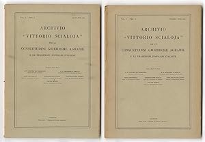 Archivio "Vittorio Scialoja" per le consuetudini giuridiche agrarie e le tradizioni popolari ital...