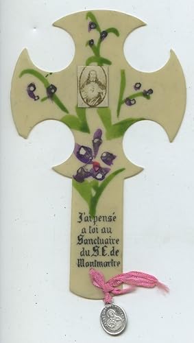 France Sacré Cur de Montmartre old Holy card circa 1900 with small photo