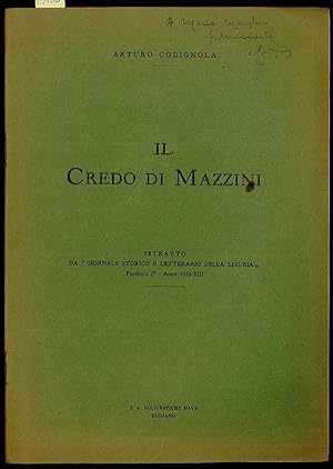 Bild des Verkufers fr Il Credo di Mazzini zum Verkauf von Sergio Trippini