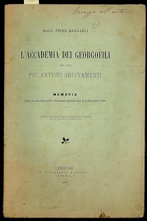 Seller image for L'Accademia dei Georgofili nei suoi pi antichi ordinamenti for sale by Sergio Trippini