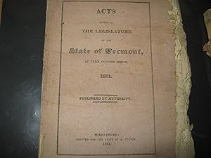 Acts Passed By The Legislature Of The State Of Vermont, At Their October Session, 1831