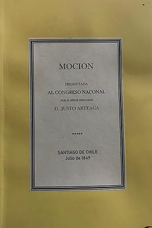 Imagen del vendedor de Moci�n presentada al Congreso Nacional por el se�or diputado D. Justo Arteaga, para reformar el t�tulo 80 de la Ordenanza General del Ej�rcito a la venta por Librer�a Monte Sarmiento