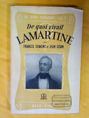 Imagen del vendedor de De quoi vivait Lamartine a la venta por Claudine Bouvier
