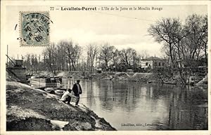 Ansichtskarte / Postkarte Levallois Perret Hauts de Seine, L'Ile de la Jatte et le Moulin Rouge