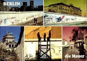 Ansichtskarte / Postkarte Berlin Mitte, Mauer, Straßenpartie, Brandenburger Tor, Gestapo Hauptqua...