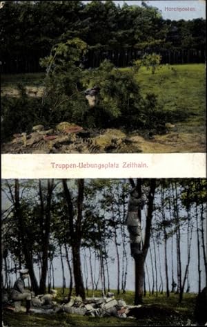 Seller image for Ansichtskarte / Postkarte Zeithain in Sachsen, Truppenbungsplatz, Horchposten, Soldaten im getarnten Versteck for sale by akpool GmbH